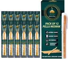 Pack of 12 Miswak Sticks for Teeth with Holder - Natural Toothbrush for Teeth Wh