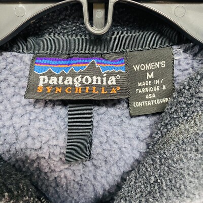 s Patagonia Womens M Synchilla Artic Blue Full Zip Hood Fleece