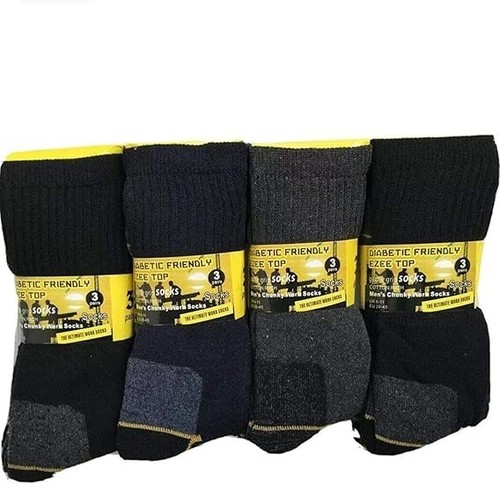 12 Pairs Men's Non Elastic Diabetic Work Socks Loose Soft Grip Top UK 6-11 - Picture 4 of 7