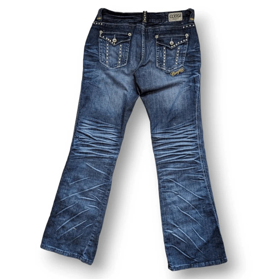 Coogi Y2K Womens Denim Jeans Boot Cut Stud Double Button Blue Med Wash Size 11/1 - Image 2 of 4