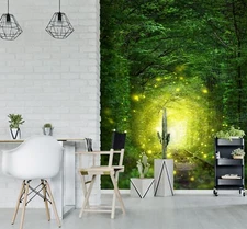 3D Forest Fireflies A6167 Wallpaper Wall Murals Removable Self-adhesive Amy 23