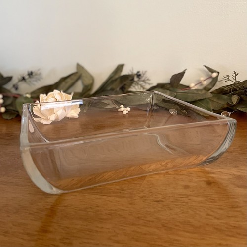 Vintage Thick Clear Glass Square Dish Curved Corner Serving Display Heavy - Picture 3 of 11