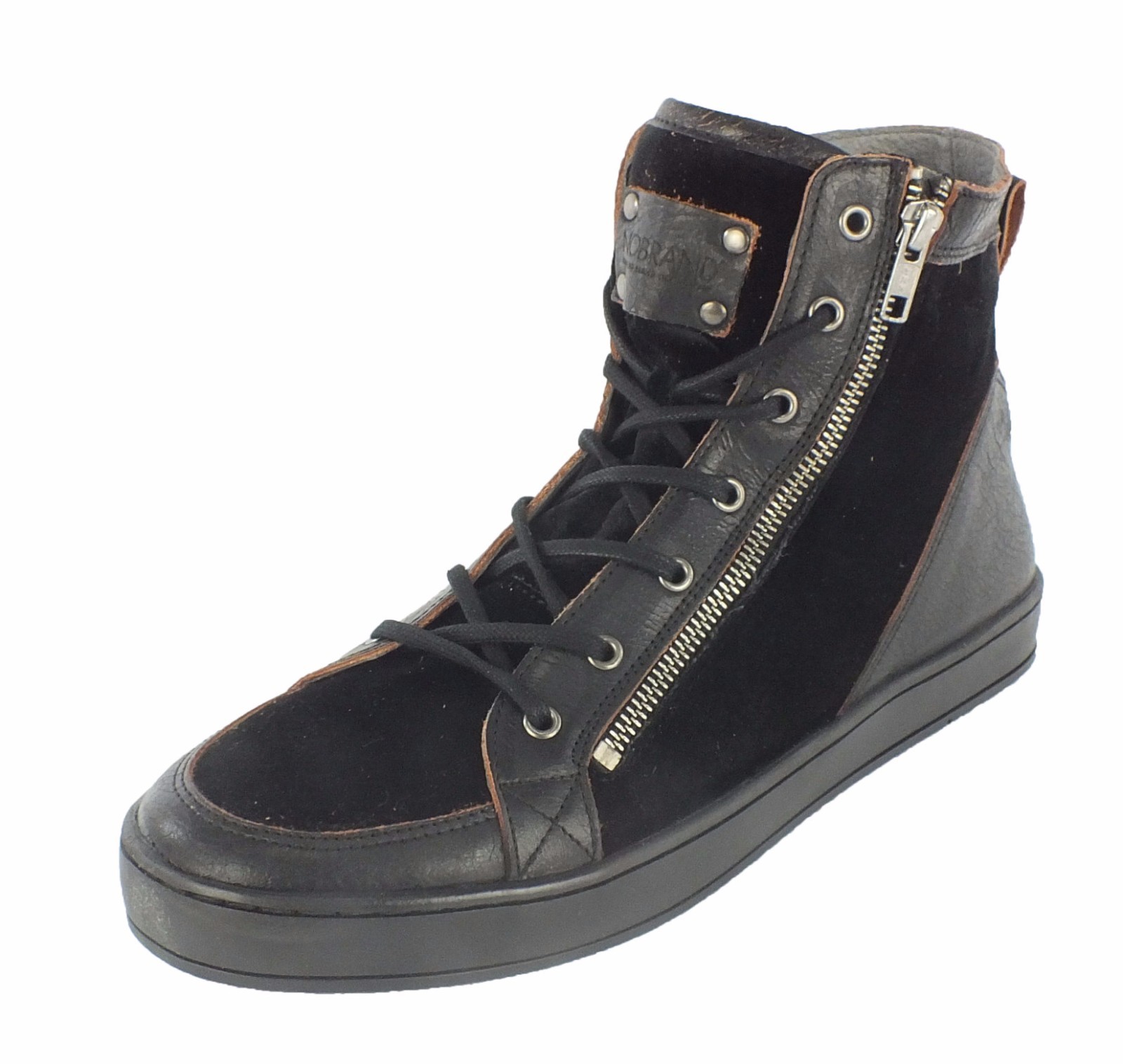NOBRAND Herren Leder Sneaker Schnürer schwarz mit Wechselfussbett 7355 NOBRAND Herren Leder Sneaker Schnürer schwarz mit Wechselfussbett 7355