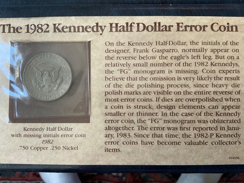 1982 Kennedy Half Dollar Error Coin ( No FG ) ;T9 - Picture 2 of 7