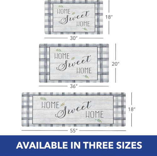 Cozy Living anti Fatigue Kitchen Mat for Floor, Home Sweet Home Themed Cushioned image