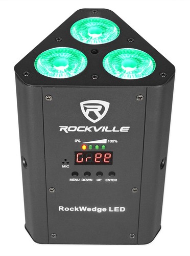 (4) Rockville RockWedge LED RGBWA+UV Rechargeable Wireless DMX DJ Par Up-Lights - Picture 9 of 11
