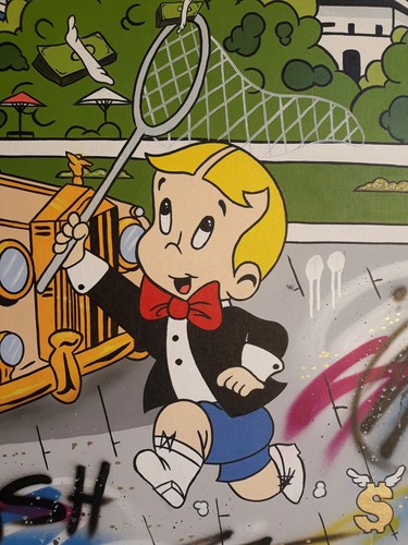 Richie Rich Canvas Painting Wall Decor / Alec Monopoly Art / Cartoon Spray Paint - Picture 8 of 9