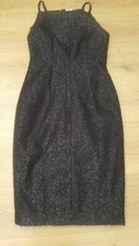 WOMEN'S BLACK METALLIC STRAPPY EVENING PENCIL DRESS BY H&M EUR 38 EX CON