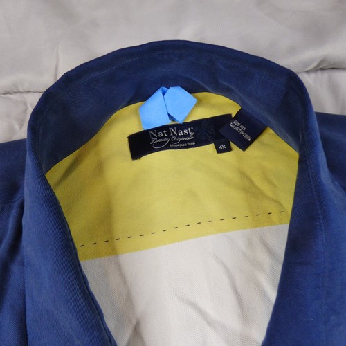 NAT NAST Shirt Mens 4XB Big Button Up Shirt Blue Yellow White - Picture 4 of 11