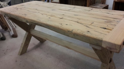 Rustic Reclaimed Pine Farmhouse Dining Kitchen Table - Picture 7 of 18