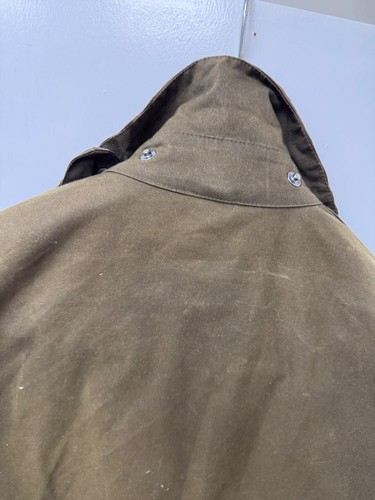 Vintage Barbour Classic Northumbria Wax Jacket 44" Olive/Brown Tartan Lining - Picture 7 of 14