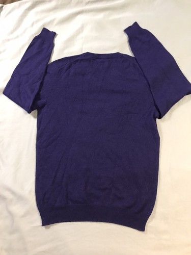Clubroom Knit Sweater Mens Medium Purple 100% Cashmere V Neck - Picture 8 of 8