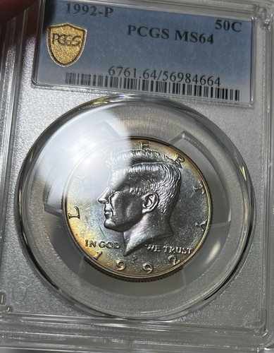 1992 Kennedy Half Dollar PCGS MS64 Toned Clad Coin 50C Gold Shield Secure - Picture 14 of 20