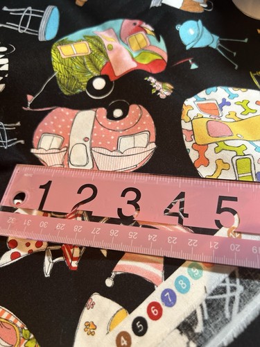 Loralie Harris Anhänger werfen Stoff schwarz Schinkendose Reiseanhänger Baumwolle Quilt 1J - Bild 8 von 8