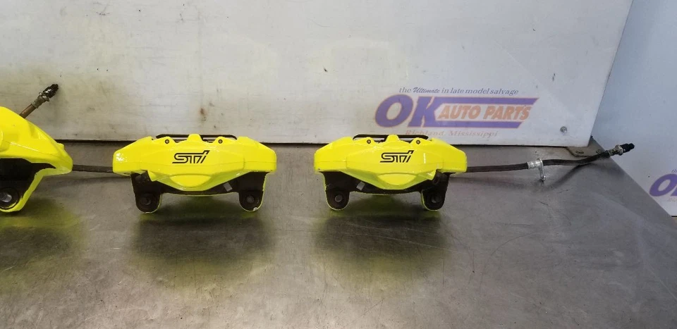 20 SUBARU WRX STI 2.5L BRAKE CALIPER SET FRONT AND REAR YELLOW - Image 3 of 4