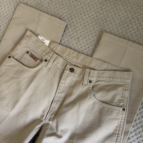 Wrangler Texas Jeans Size W34 Measures W33 L34 Beige Regular Straight Leg BNWT - Imagen 11 de 15