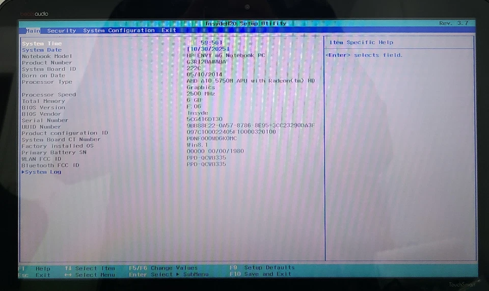 HP Envy m6 15.6" Laptop AMD A10-5750M 6GB RAM NO HD/OS (FL) - Image 2 of 4