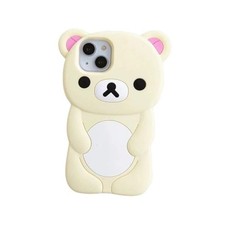 Ultra Thick Soft Silicone Case for Apple Teddy Bear Animal for iPhone 13 Beige