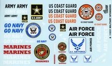 Gofer Racing 1:24-1:25 Armed Services Military Logo Decal Sheet