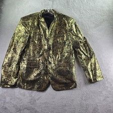 Blazer Mens L Gold Black Paisley Metallic Tuxedo Jacket Formal Party Wedding