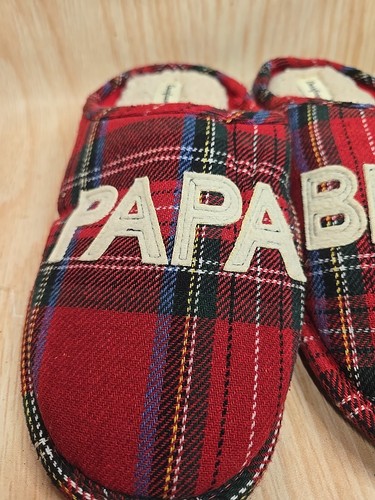 DEARFOAMS LIMITED EDITION PAPA BEAR SLIPPERS:RED/GREEN/BLUE PLAID: NWT: M (9-10) - Picture 3 of 9