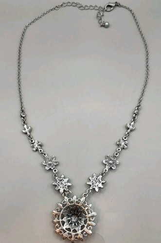 Collana con ciondolo strass fiori vintage regolabile - Foto 5 di 8