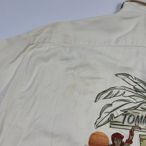 Tommy Bahama Silk Embroidered Hawaiian Button-Up Shirt Beige Men's Extra Large - Picture 14 of 16