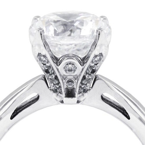 Anello 3/4 carati F VS2 taglio tondo diamanti naturali certificati oro 18 kt pietra laterale - Foto 10 di 13
