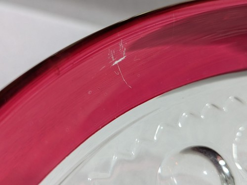 Antique Indiana Glass. King's Crown Thumbprint. Ruby Flashed Large Compote - Picture 8 of 9