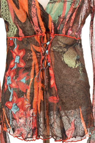 Marc Aurel Vintage Y2K Mesh All-Print Full-Print Top Blouse Gaultier Size 38 - Bild 3 von 7