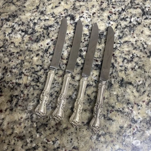Lot of 4 Reed and Barton Mirrorstele Butter Knives Sterling Silver Handle