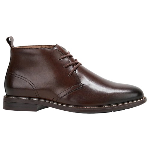 Hush Puppies Harbour Boots Mens Lace Up Shoes Leather Cognac Burnish - Picture 3 of 6