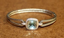 David Yurman Sterling Albion Blue Topaz & Diamond Hinged Bangle Bracelet [115WEI