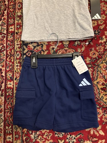 ADIDAS GRAY HEATHER 2PIECE SET SHIRT And CARGO SHORTS NWT SIZE 4 BOYS - Picture 12 of 18