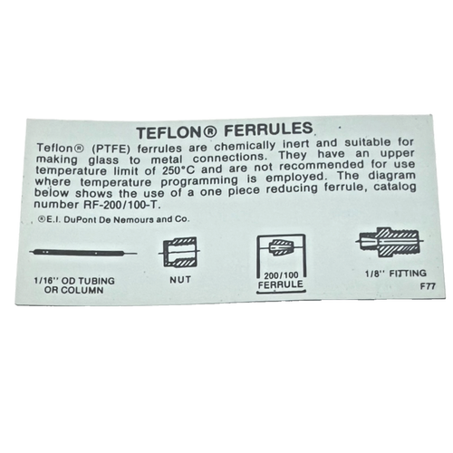 Grace Alltech RF-200/100-T PTFE Reducing Ferrules Adapter HPLC GC Chromatography - Picture 6 of 7