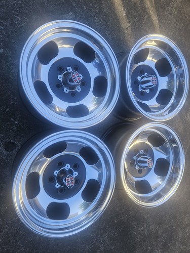 Aunger Triden 14x7 14x8 wheels polish NEW nuts caps Holden HQ HJ HX HZ WB 5/120 - Picture 2 of 8