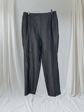 TALBOTS Black 100 Irish Linen Pants Pleated Lined High Waisted EUC Size 14