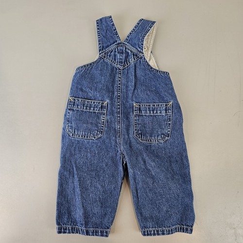 Vintage Faded Glory Boys Denim Overalls Size 3-6 Months Infant Slugger Baseball - Picture 3 of 9