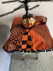 Halloween Tree Skirt 25" Diameter Cotton Fabrics Spider Pom Pom Trim NEW
