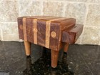 MCM Cheese Cutting Board 6” Mini End Grain Butcher Block 4 Legs Knife Slot VTG