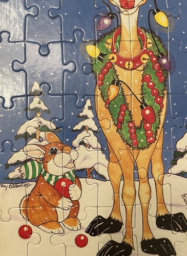 FX Schmid Trim-a-Deer Christmas 64-Piece Puzzle Vintage Artist Mary Badenhop - Picture 4 of 5