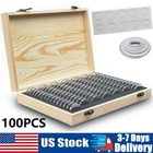 100 pc Coins Capsules Storage Box with Wooden Case Holder Collection Display Box