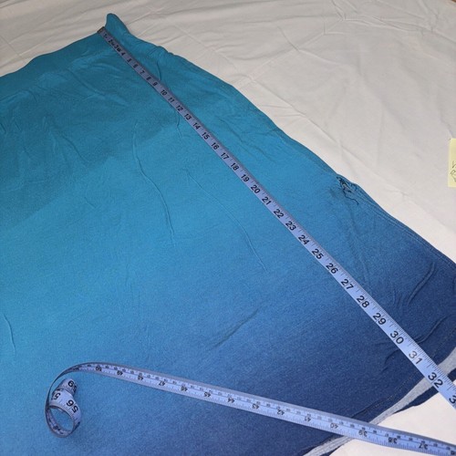 Maxi Falda Marca Ana Azul Onda Desvanecida Ojo Espaciado Ranura Lateral Talla Grande - Imagen 6 de 9