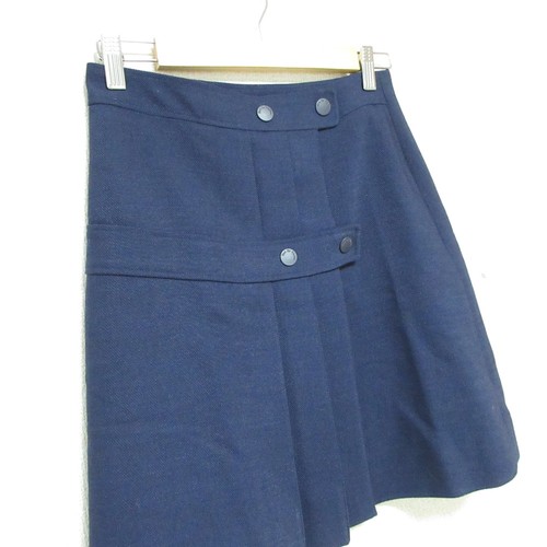 SEE BY CHLOE Front Pleated Trapeze Wrap Mini Skirt Size 38 Navy Women USED - Picture 3 of 8