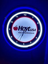 Hoyt Archery Bow Hunter Man Cave Neon Style Retro LED Clock Sign