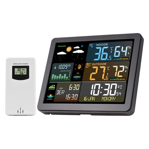 Stazione Meteo Wireless Interno Esterno Con Sensori Display a Colori Digitale IOJP - Foto 4 di 18