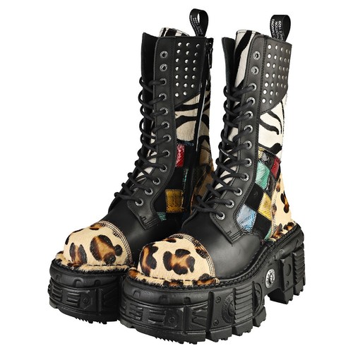 New Rock Imperfect M-mili244-c1 Unisex Platform Boots in Black Multicolour - Picture 8 of 8