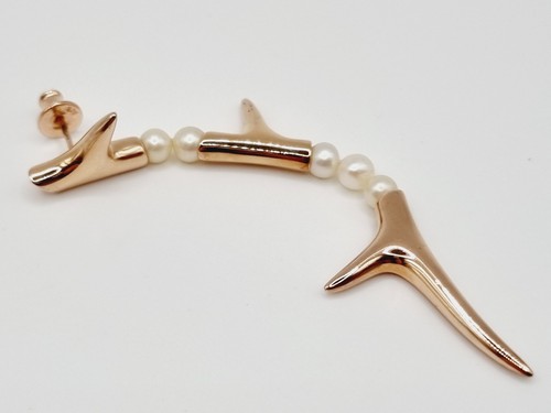 Shaun Leane Pearl Thorn Earrings 18ct Rose Gold Plated Sterling Silver vintage - Picture 6 of 15