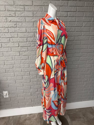 Alexis Women Multicolored Floral Long Sleeve Midi Shirt Dress Size S - Picture 5 of 11