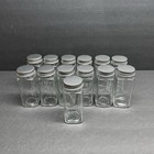 Glass Spice Jars W/ Metal Lids Storage Bottles Containers Lot Of 13